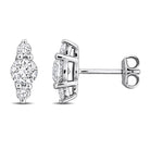 Sterling silver three-stone lab-grown diamond stud earrings by Lord & Taylor, front view