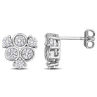 Sterling silver lab-grown diamond cluster stud earrings by Lord & Taylor, front view