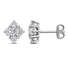 Sterling silver lab-grown diamond cluster stud earrings, front view by Lord & Taylor