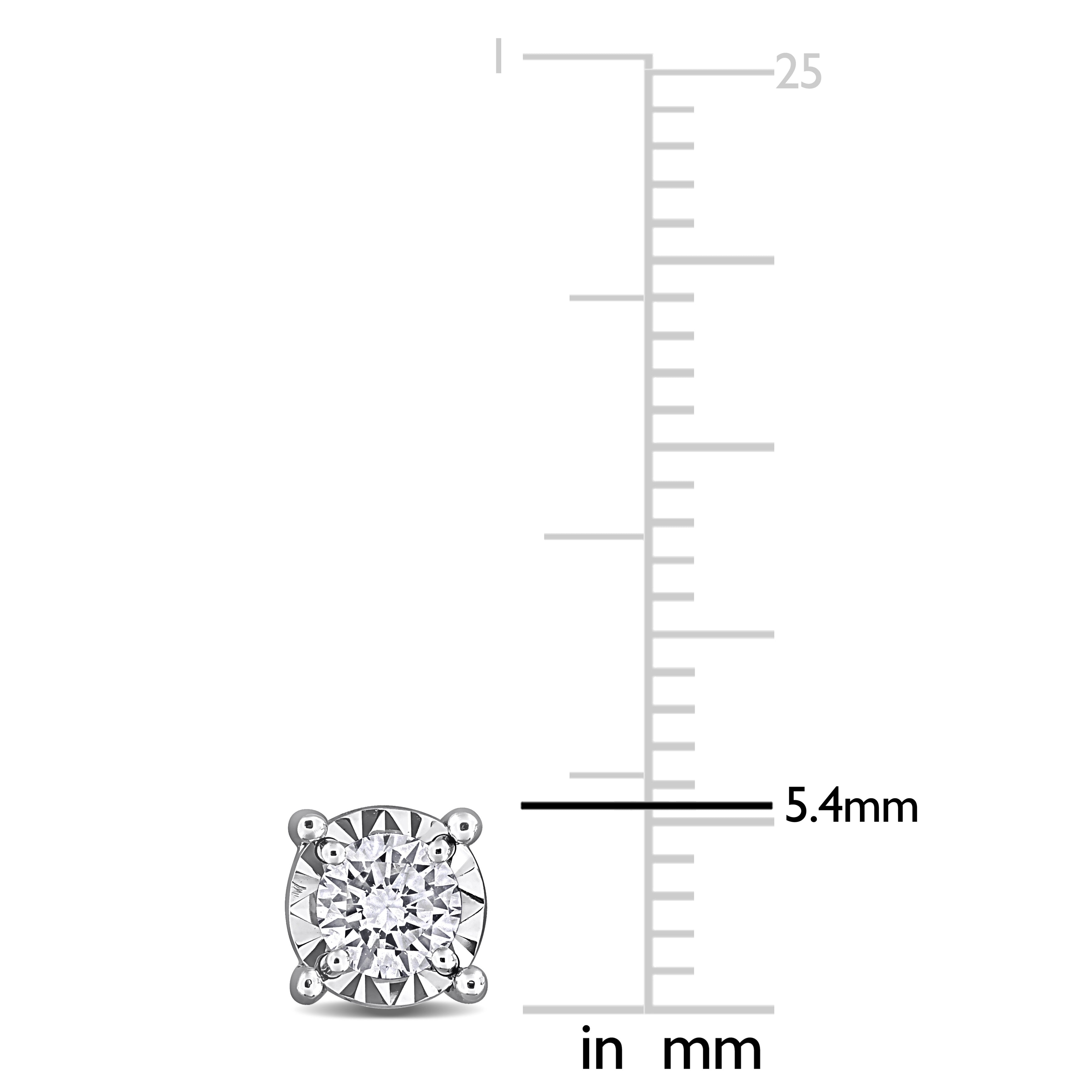 Round lab-grown diamond stud earring close-up showing butterfly back closure
