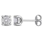 Sterling silver lab-grown diamond solitaire stud earrings by Lord & Taylor, front view