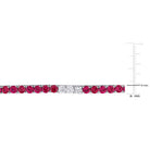 Round-cut created ruby and sapphire stones in polished sterling silver setting, close-up by Lord & Taylor