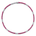 Ruby and white sapphire tennis necklace, diagonal view by Lord & Taylor