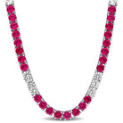 Red and white tennis necklace in sterling silver by Lord & Taylor, front view