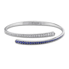 Sterling silver wrap bangle with created emeralds, front view by Lord & Taylor