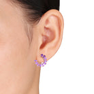 Amethyst curved drop earrings in rose-plated sterling silver by Delmar