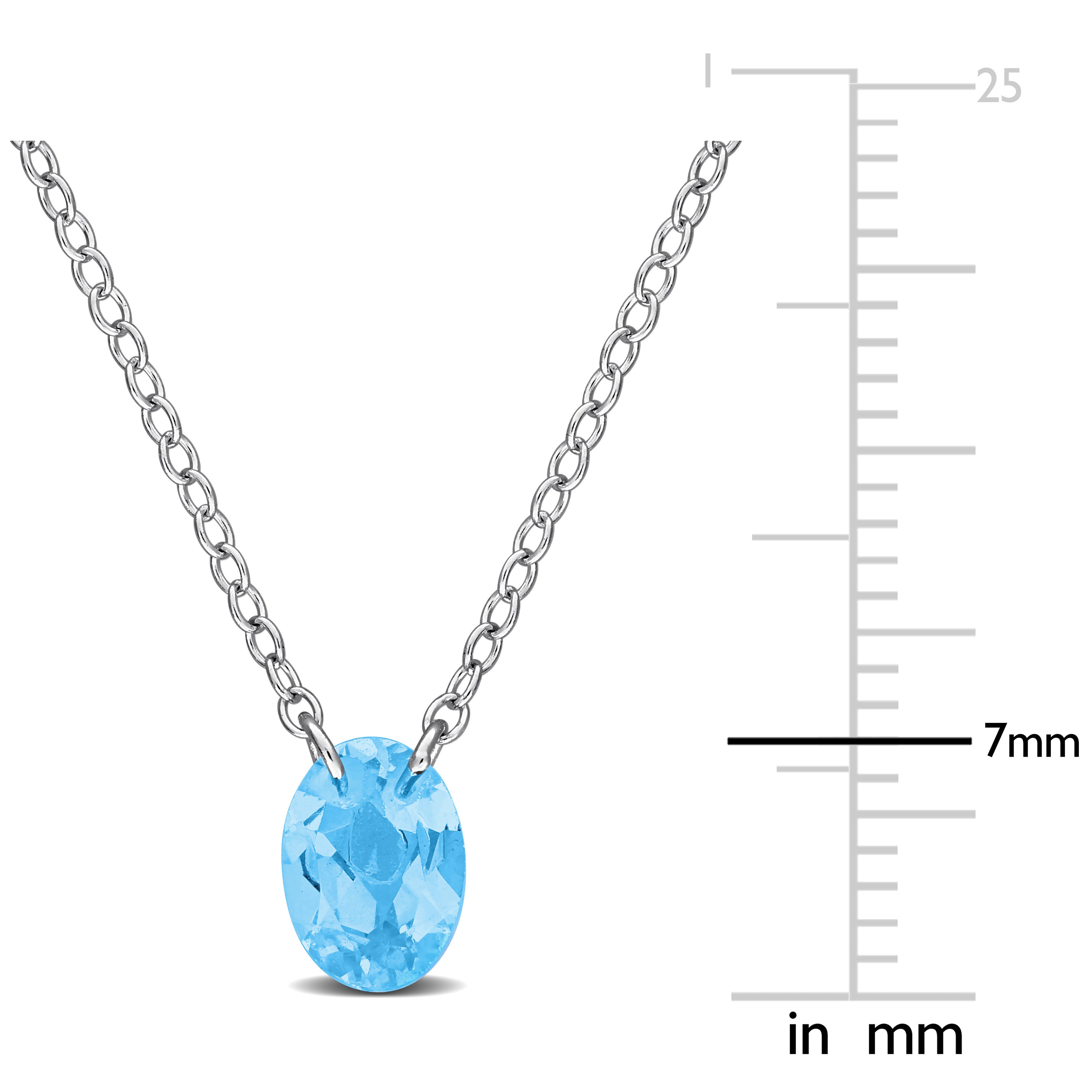 Blue topaz oval gemstone close-up showing 7x5mm stone and high-polish finish by Lord & Taylor