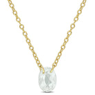 Green quartz oval gemstone pendant in yellow-plated sterling silver, front view by Lord & Taylor