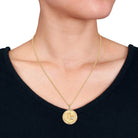 Yellow-plated sterling silver zodiac pendant necklace with white sapphire, front view by Lord & Taylor