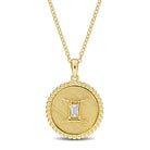 Yellow-plated sterling silver Taurus zodiac pendant with white sapphire, detail view by Lord & Taylor