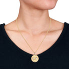 Yellow-plated sterling silver Gemini zodiac pendant necklace, front view by Lord & Taylor