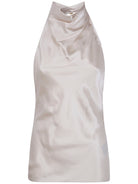 HALTERNECK CREPE SATIN TOP Balmain NUDE & NEUTRALS 36