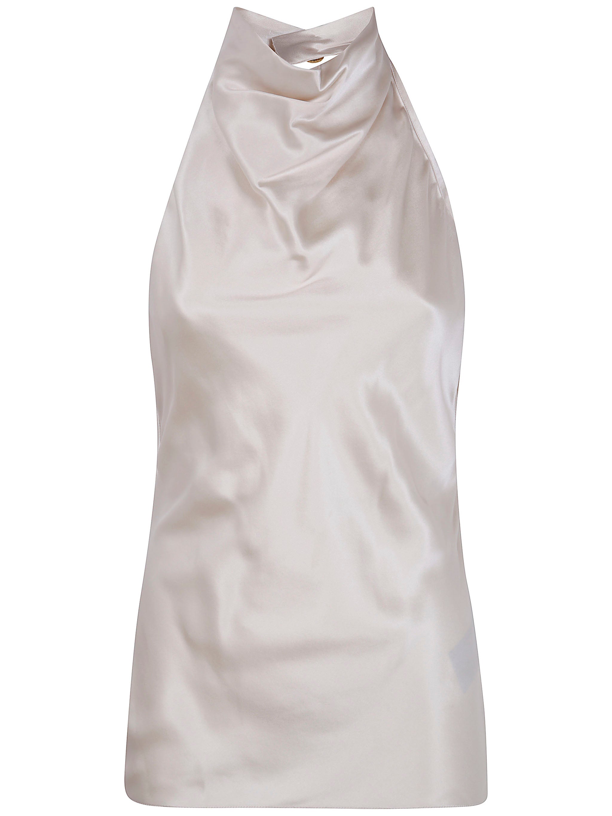 HALTERNECK CREPE SATIN TOP Balmain NUDE & NEUTRALS 36