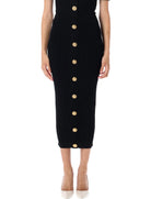 RIBBED AND CABLE-KNIT MIDI SKIRT Balmain BLACK 38