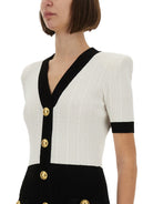 BLACK VISCOSE POLYESTER DRESSES Balmain