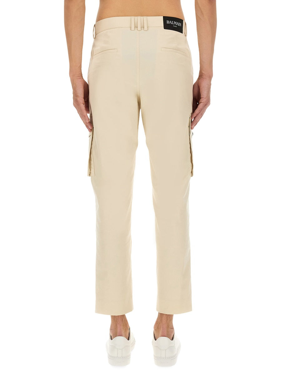 BEIGE COTTON TROUSERS Balmain