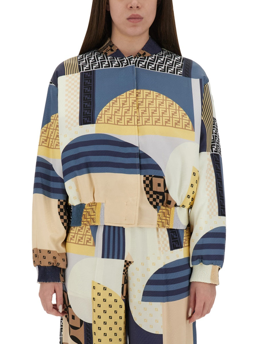 BLUE VISCOSE SILK JACKETS Fendi