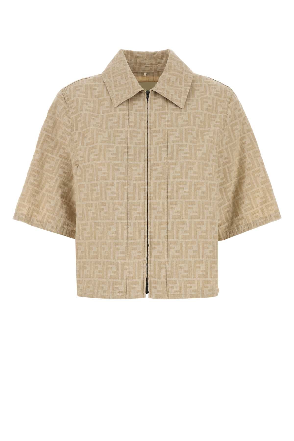 BEIGE COTTON LINEN SHIRTS Fendi BEIGE 42
