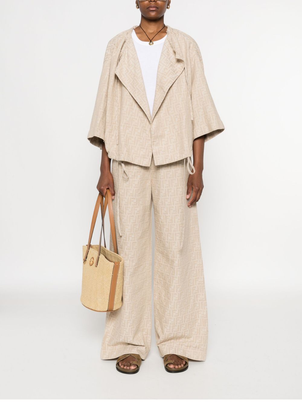BEIGE COTTON LINEN JACKETS Fendi