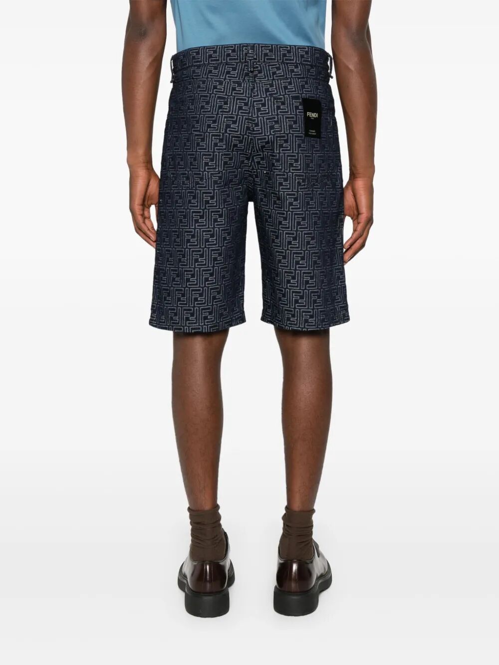 FF JACQUARD DENIM SHORTS Fendi