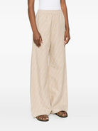 BEIGE COTTON LINEN TROUSERS Fendi