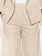 BEIGE COTTON LINEN TROUSERS Fendi