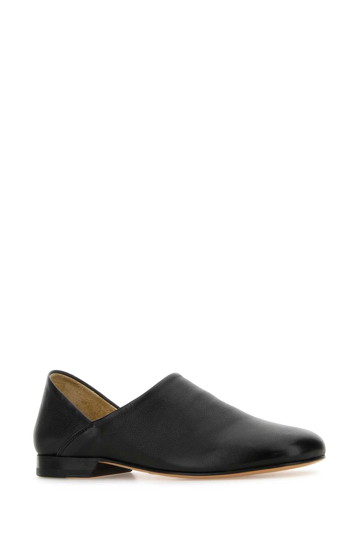 BLACK LEATHER LOAFERS Lemaire