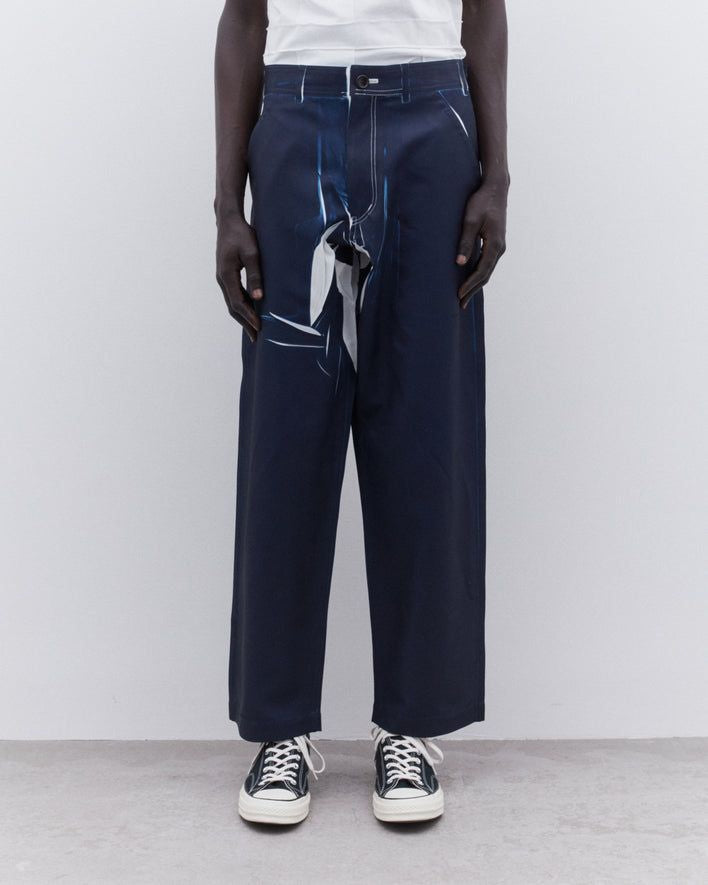 NAVY POLYESTER PANTS COMME DES GARÇONS SHIRT