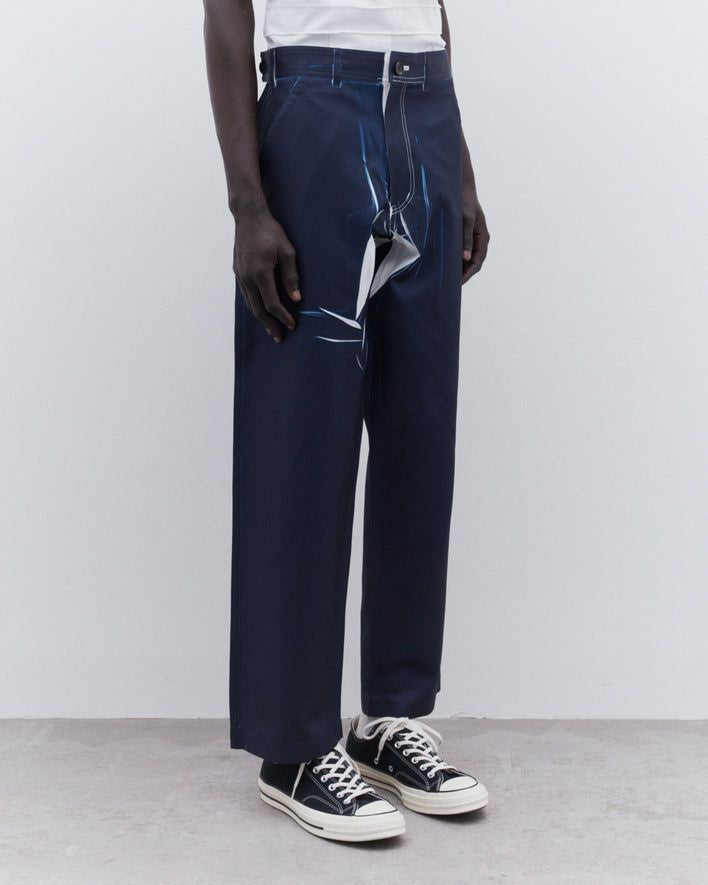 NAVY POLYESTER PANTS COMME DES GARÇONS SHIRT