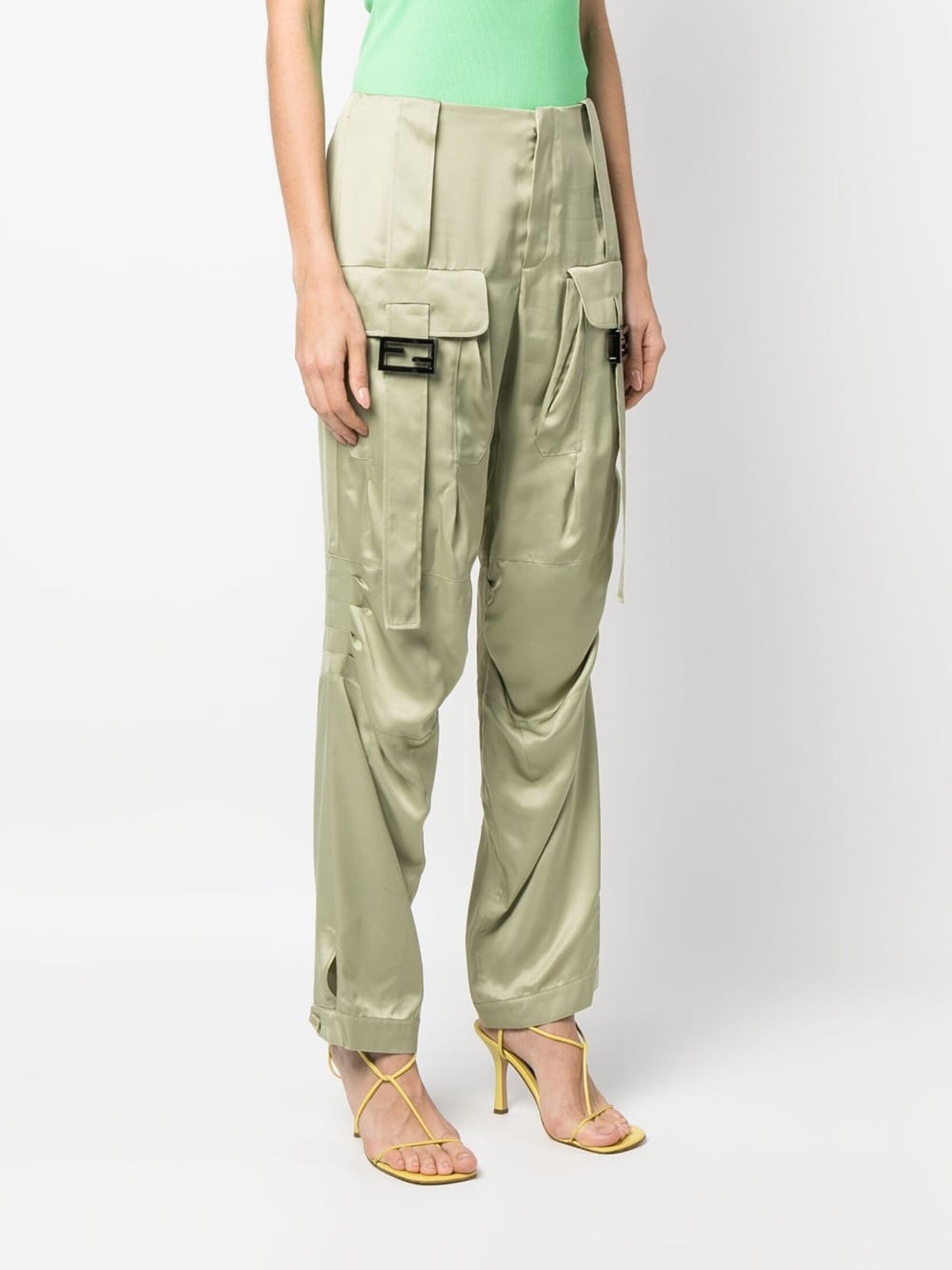 GREEN VISCOSE TROUSERS Fendi
