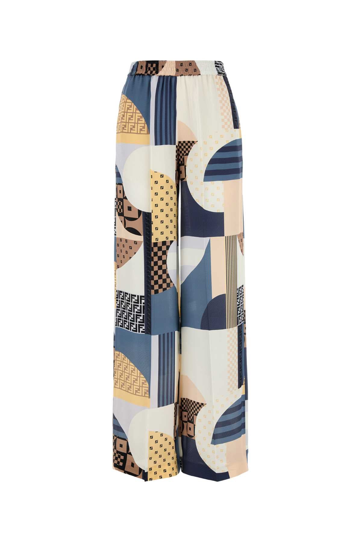 BLUE SILK TROUSERS Fendi BLUE 40