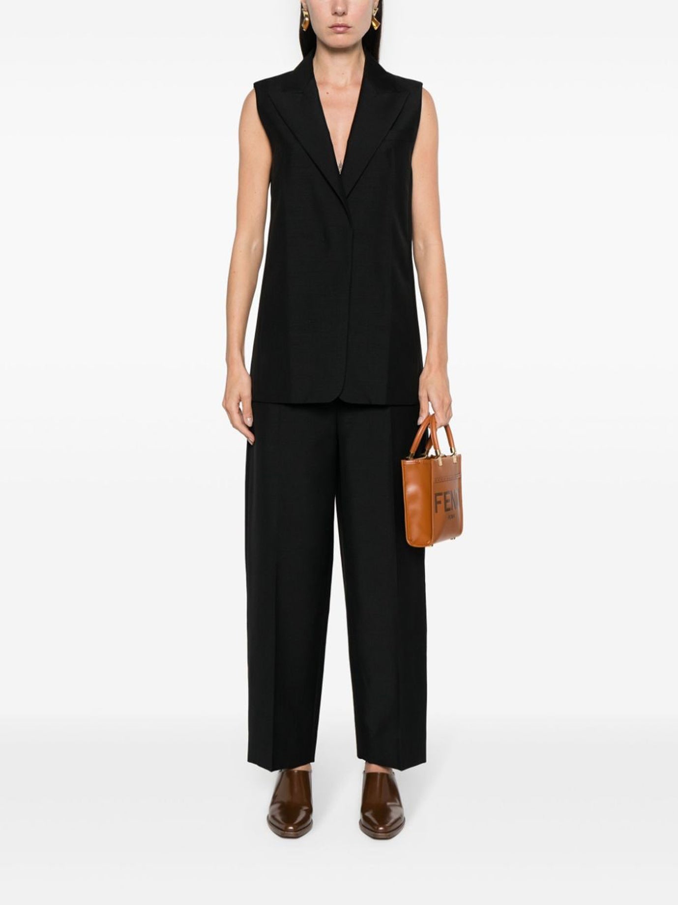 BLACK WOOL TROUSERS Fendi
