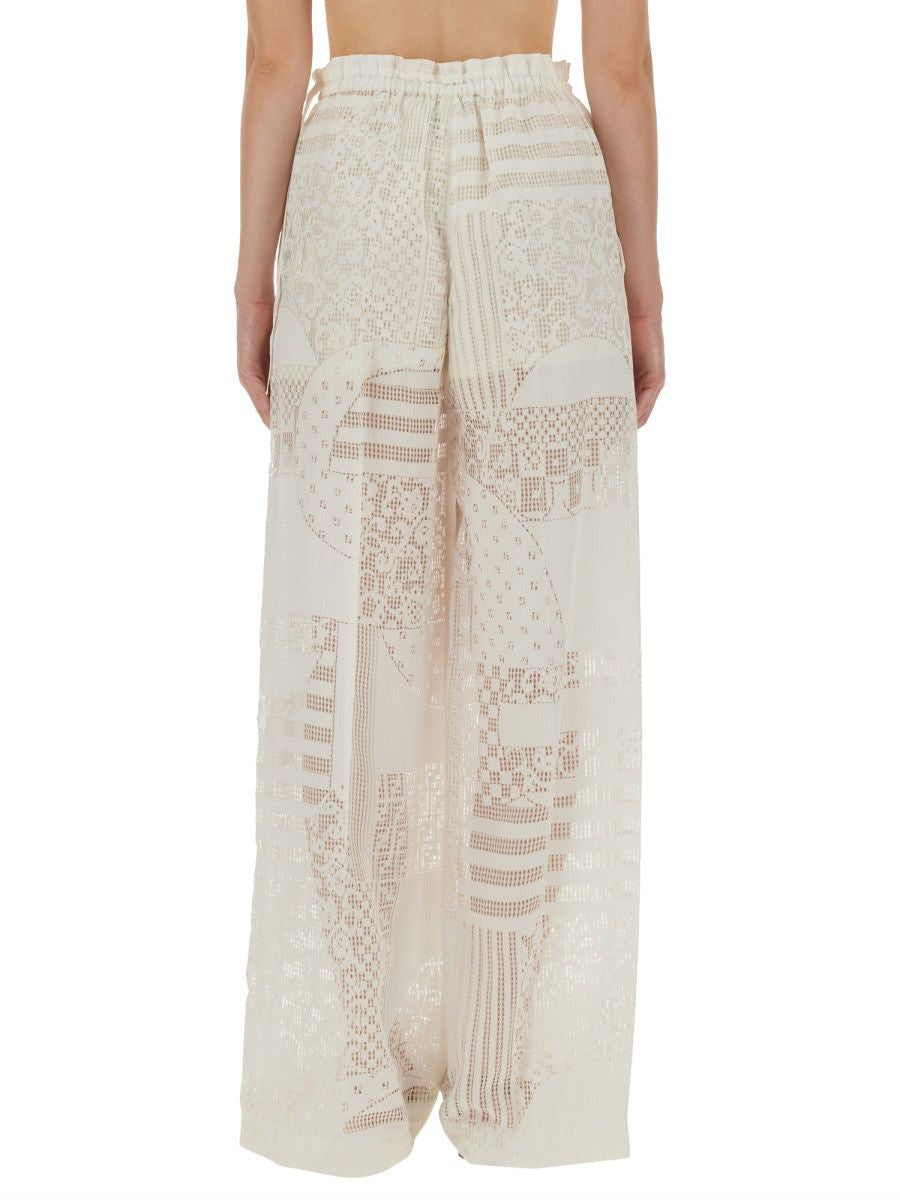 WHITE VISCOSE SILK TROUSERS Fendi WHITE 40