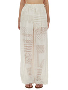 WHITE VISCOSE SILK TROUSERS Fendi