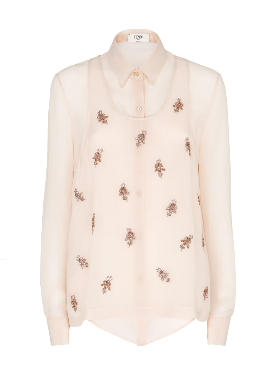 EMBROIDERED GEORGETTE TOP Fendi PINK 40
