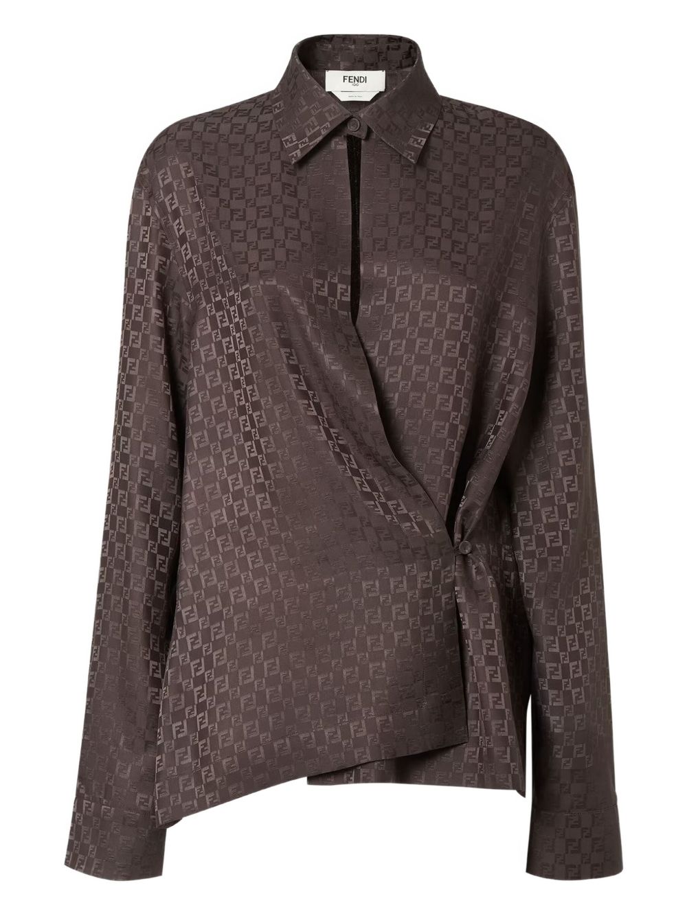 FF JACQUARD SILK SHIRT Fendi MARRONE SCURO 40