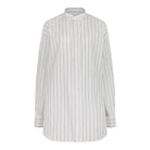 CHEMISE OVERSIZE A PLASTRON PLISSE AMI Paris ECRU/NOTE BLEUE/BL.MARINE 34