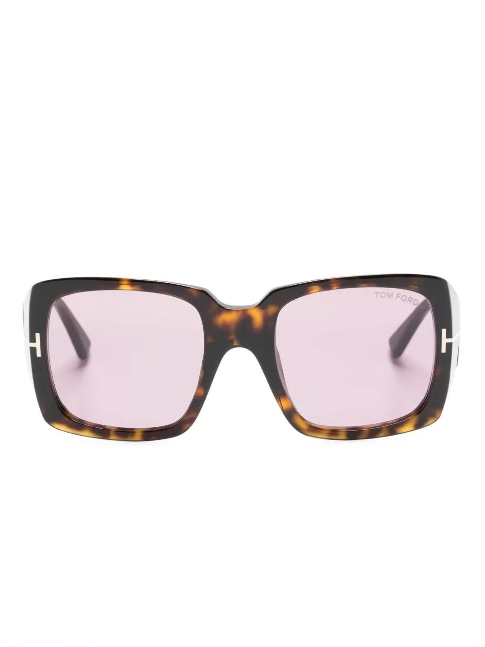 TORTOISESHELL EFFECT SQUARE FRAME SUNGLASSES Tom Ford AVANA SCURA / VIOLA 51