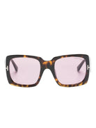 TORTOISESHELL EFFECT SQUARE FRAME SUNGLASSES Tom Ford AVANA SCURA / VIOLA 51