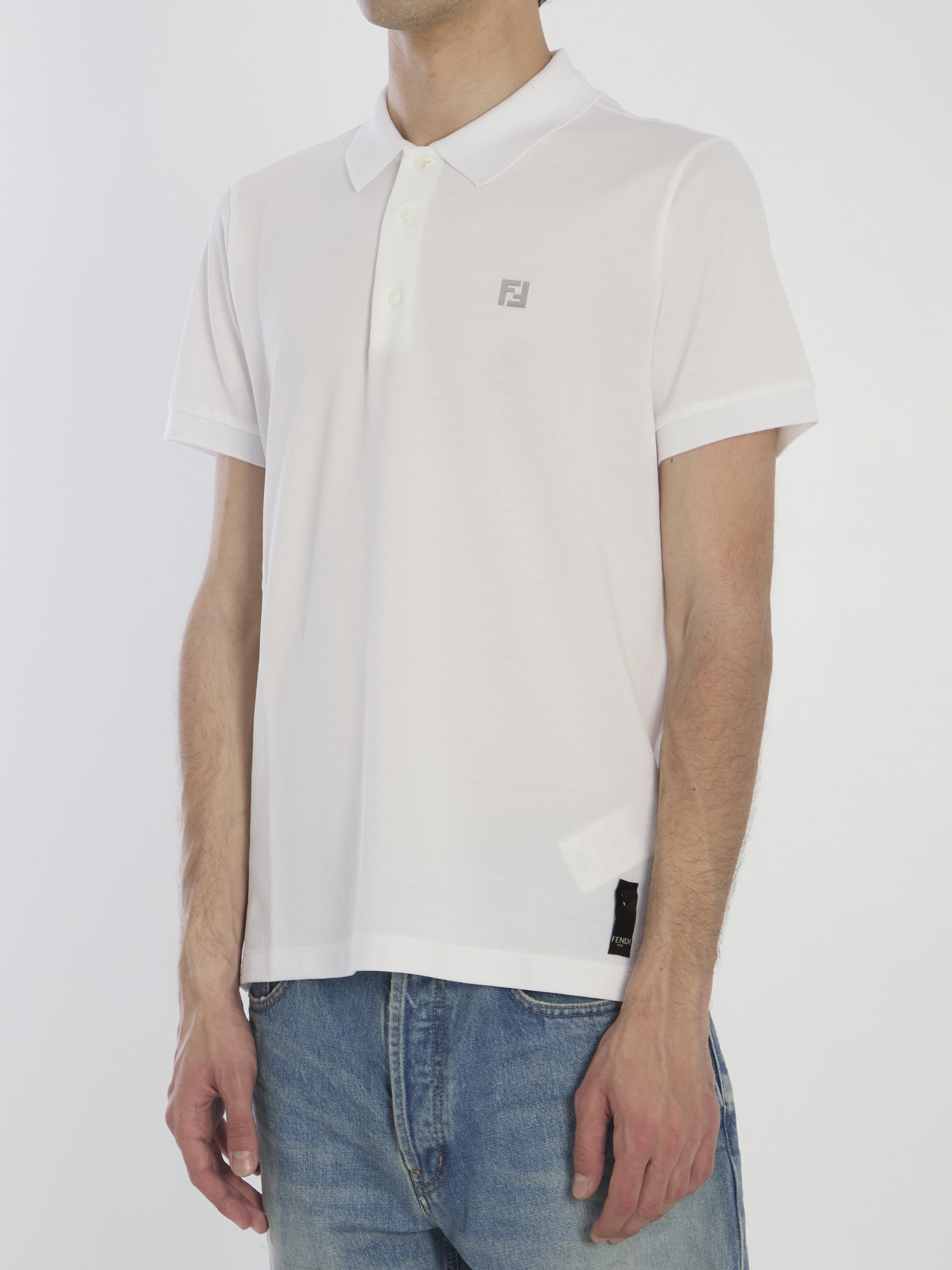 WHITE PIQUET POLO SHIRT Fendi