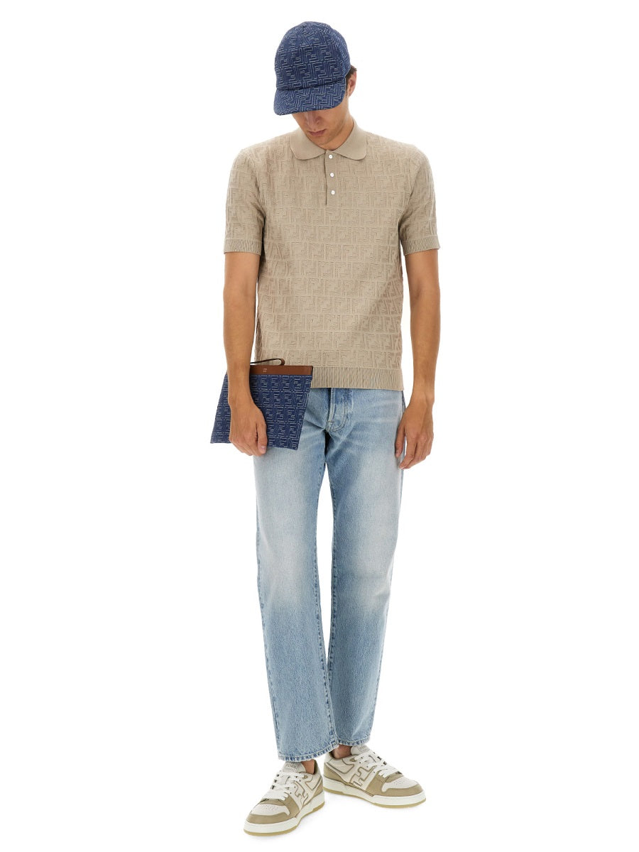 GREY COTTON POLO SHIRTS Fendi