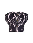 Multicolor quilted cotton vest with Fountain print by Beyond by Vera, front view