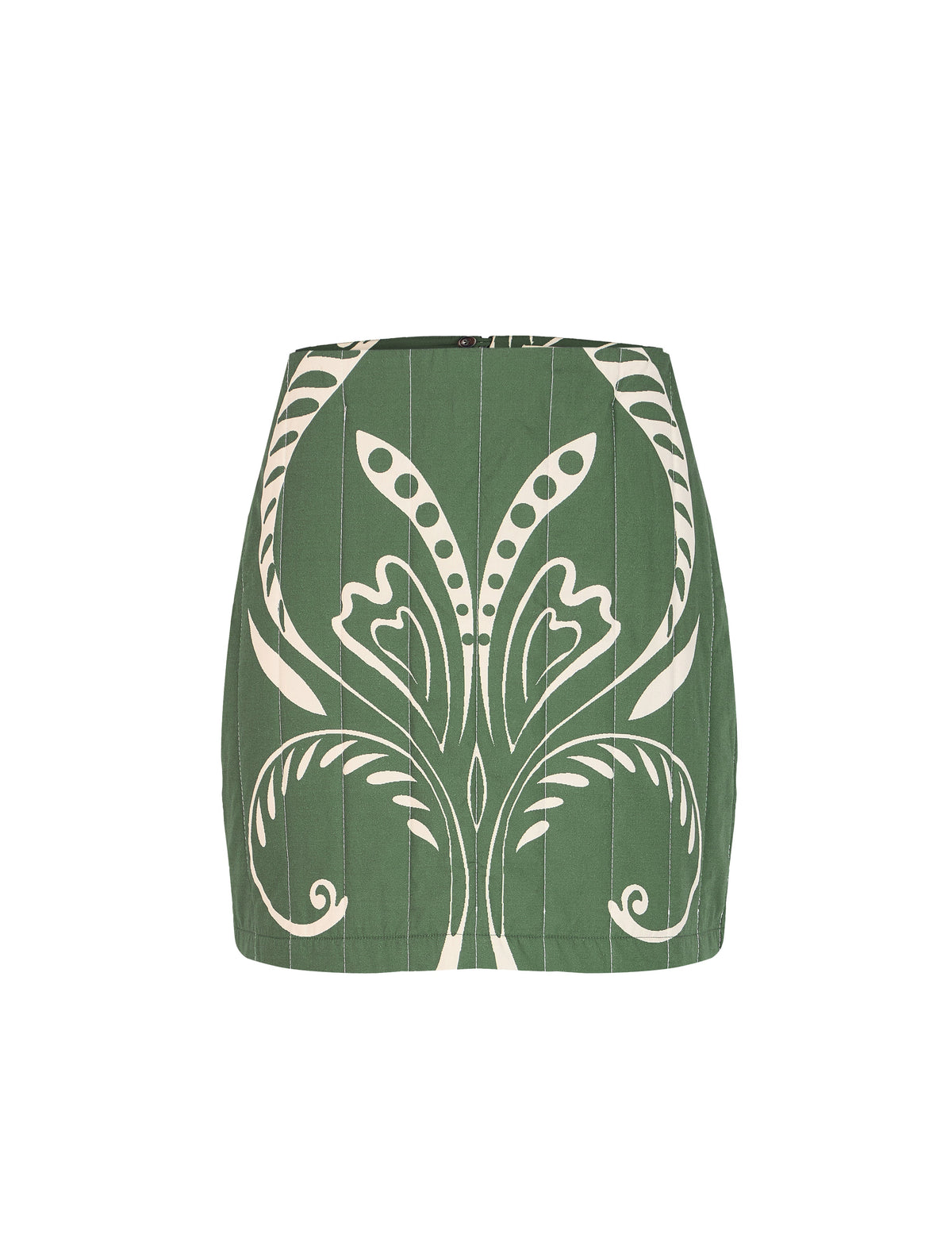 Multicolor quilted mini skirt with Fountain print by Beyond by Vera, front view