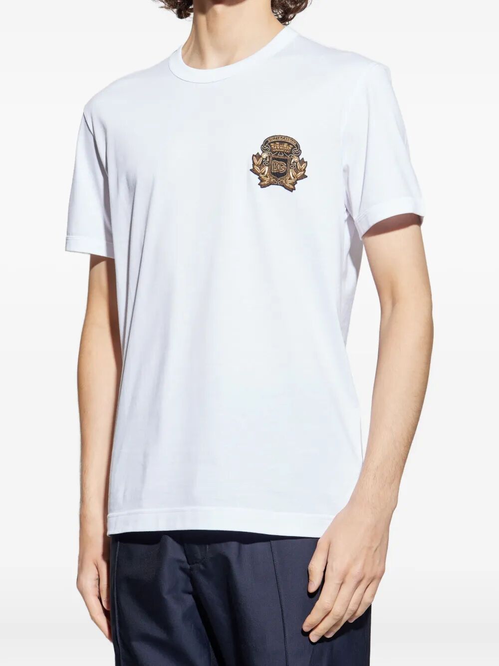 COTTON T-SHIRT WITH CREST EMBELLISHMENT Dolce & Gabbana