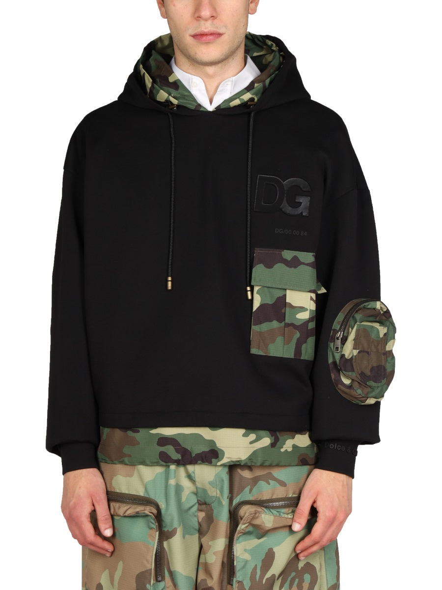 SWEATSHIRT WITH CAMO DETAILS Dolce & Gabbana BLACK XS