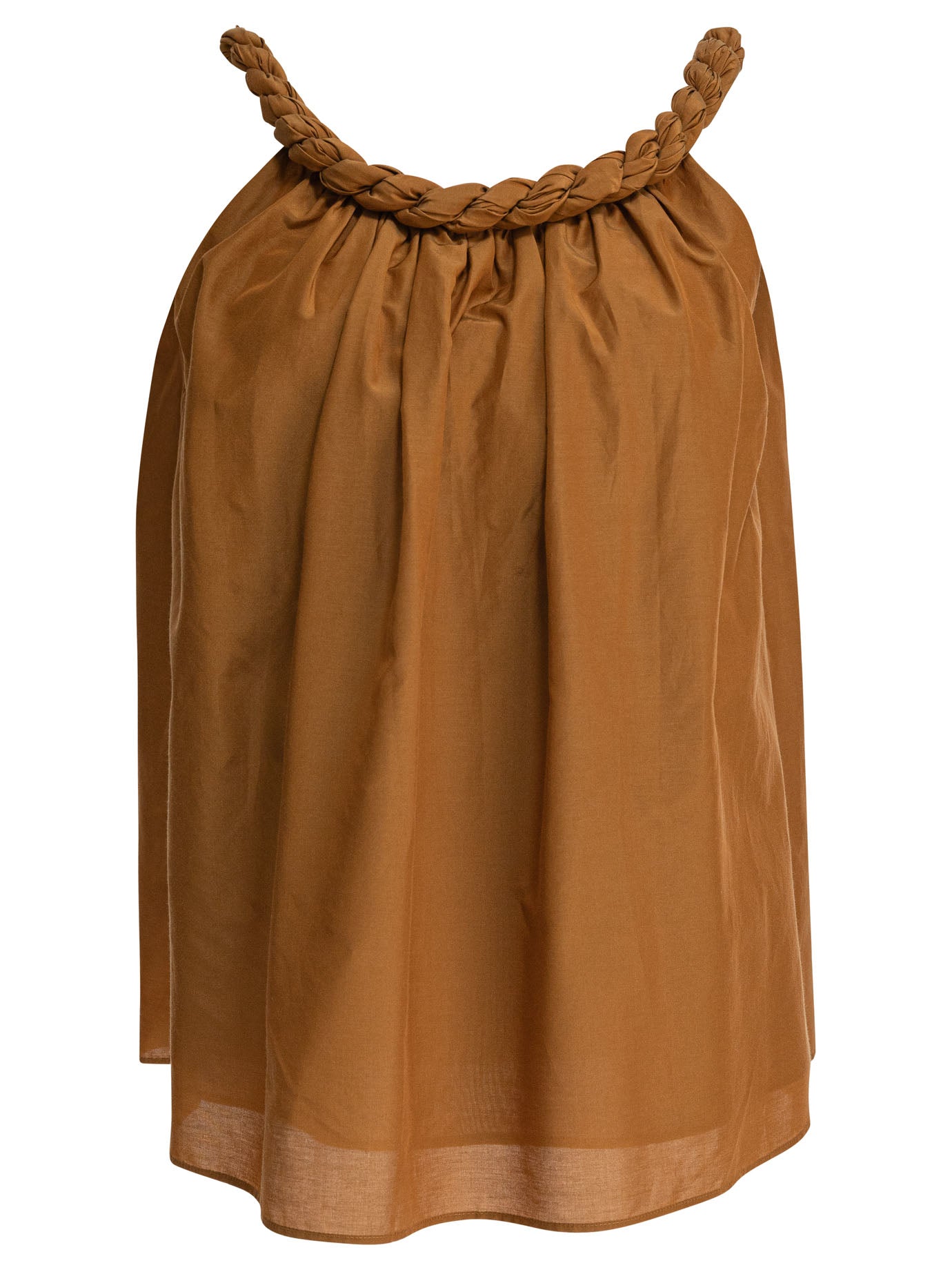 BROWN SILK TOP LOULOU DE SAISON BROWN XS