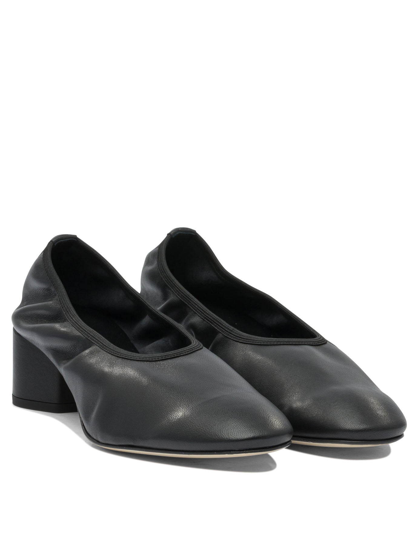 BLACK LEATHER HEELED SHOES Aeyde