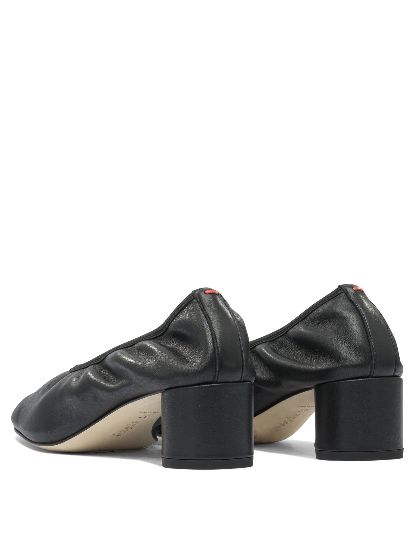 BLACK LEATHER HEELED SHOES Aeyde