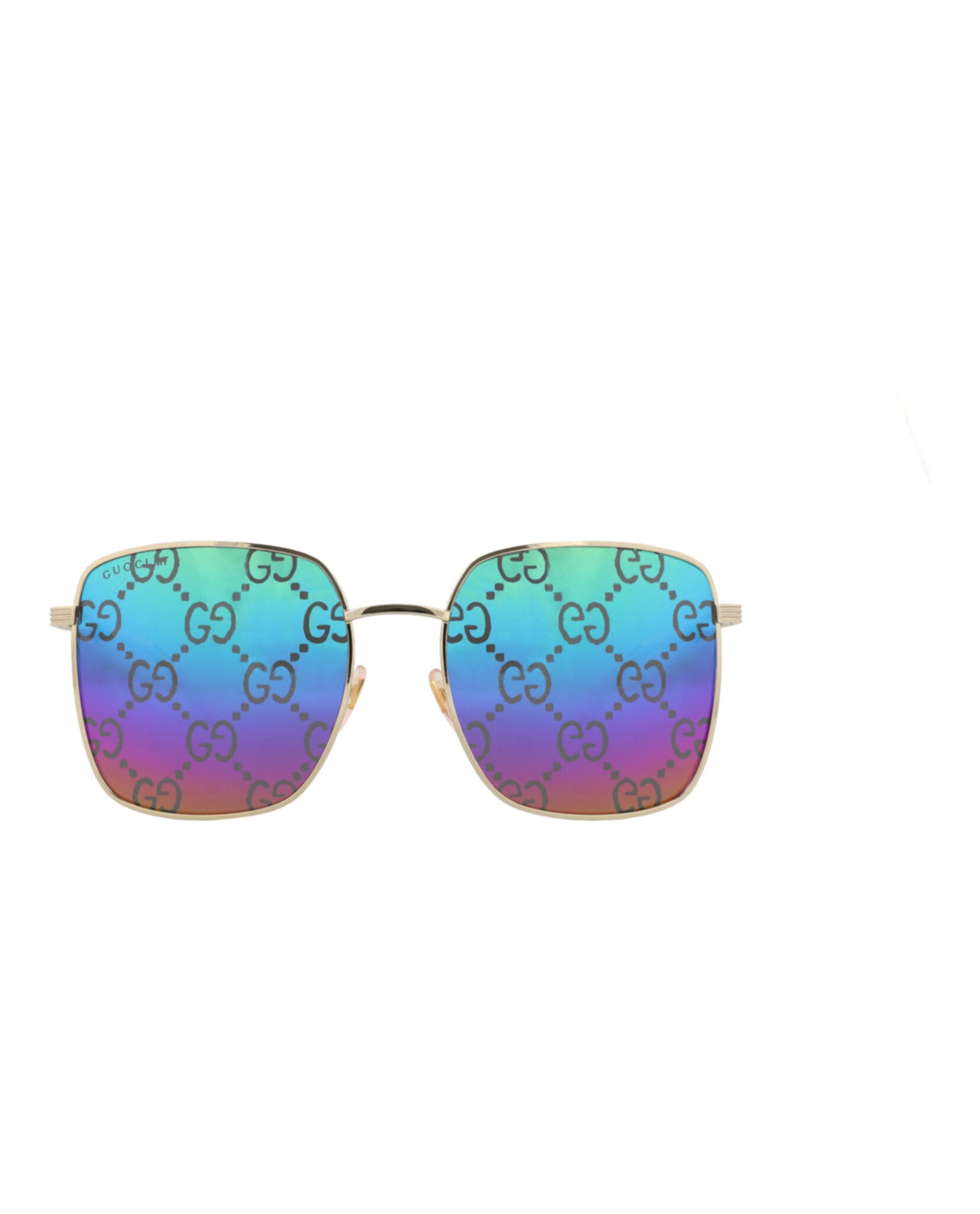 Black square-frame metal sunglasses by Gucci, front view
