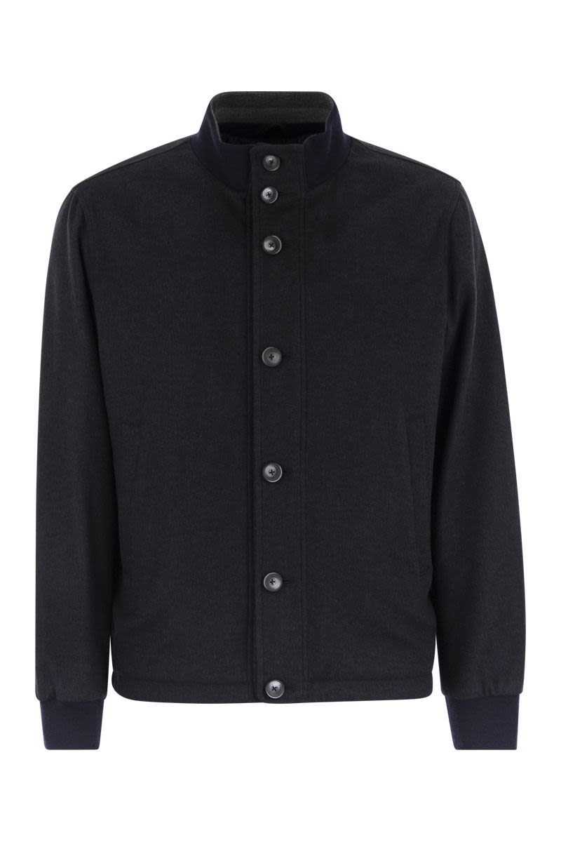 SILK AND CASHMERE BOMBER JACKET Herno BLUE 48
